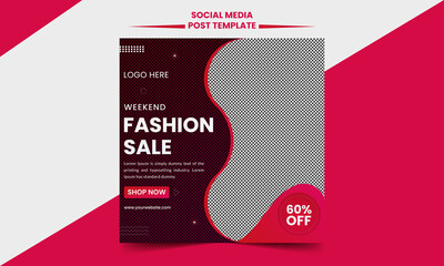 Fashion Sale Social Media Post Vector Template 