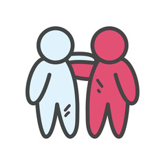 Avatars persons friends hugging line and fill style icon vector design