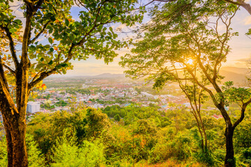 Fototapeta premium Khao Rang Viewpoint of Phuket city in sunset, Phuket province, Thailand