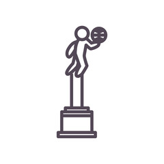 Player with ball trophy of basketball line style icon vector design