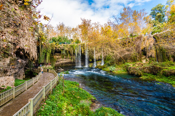 Fototapeta na wymiar Duden Waterfall in Antalya Province in Turkey