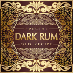 Rum - golden ornate vintage decorative label