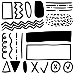 Abstract hand drawn doodle circles, arrows. Business doodles isolated on white background.