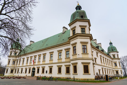 Ujazdow Castle in autumn in Warsaw. Poland