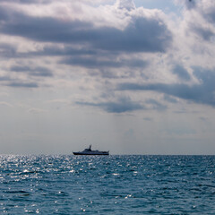 An anchored ship in the Black Sea of Sochi.