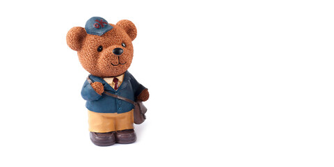 Plastic toy animal bear isolated on white background