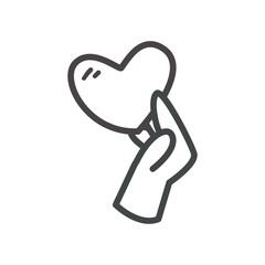 Hand with heart line style icon vector design