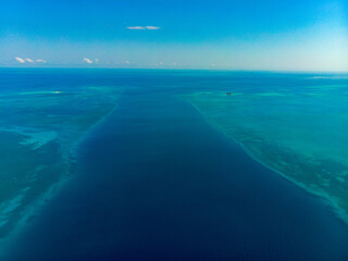 Blue Hole Belize and Light House Reef from a drone