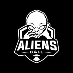 mascot alien black and white vector head