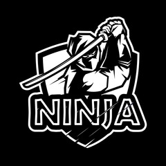 black and white vector ninja