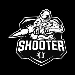 robot vector black and white shooter