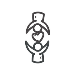 Avatars couple with heart line style icon vector design