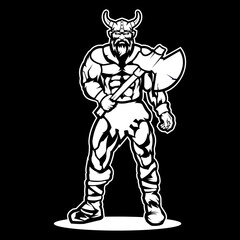 black and white vector viking mascot