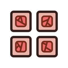 Four pieces of sushi roll flat icon