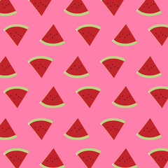 Seamless watermelon pattern on a pink background