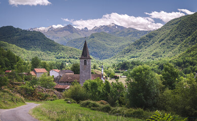 Fototapeta na wymiar Ercé southwest France village in the Ariege pyrenees mountains