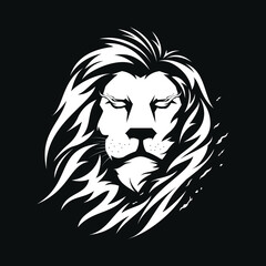 black and white vector lion head
