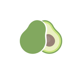 Design of avocado fruit flat illustration