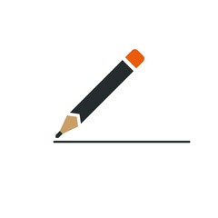Graphite pencil simple logo or icon. Strong sharp corners, flat coloring, great for print and web. Pixel perfect for mobile.