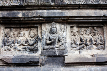 Stone carving in Prambanan temple, Java, Indonesia