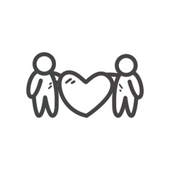 Avatars couple with heart line style icon vector design