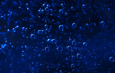 Background of the bubble in dark blue water