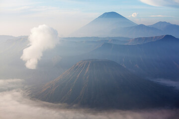 Fototapeta premium Semeru peak at the sunrise, Java, Indonesia