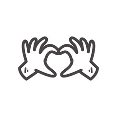 heart with hands line style icon vector design