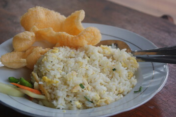 Indonesian special food. Salted fish fried rice