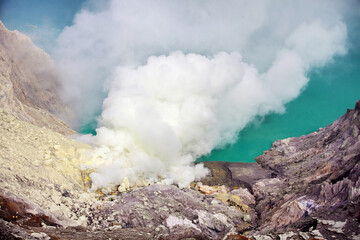 Inside Ijen volcano, Java, Indonesia