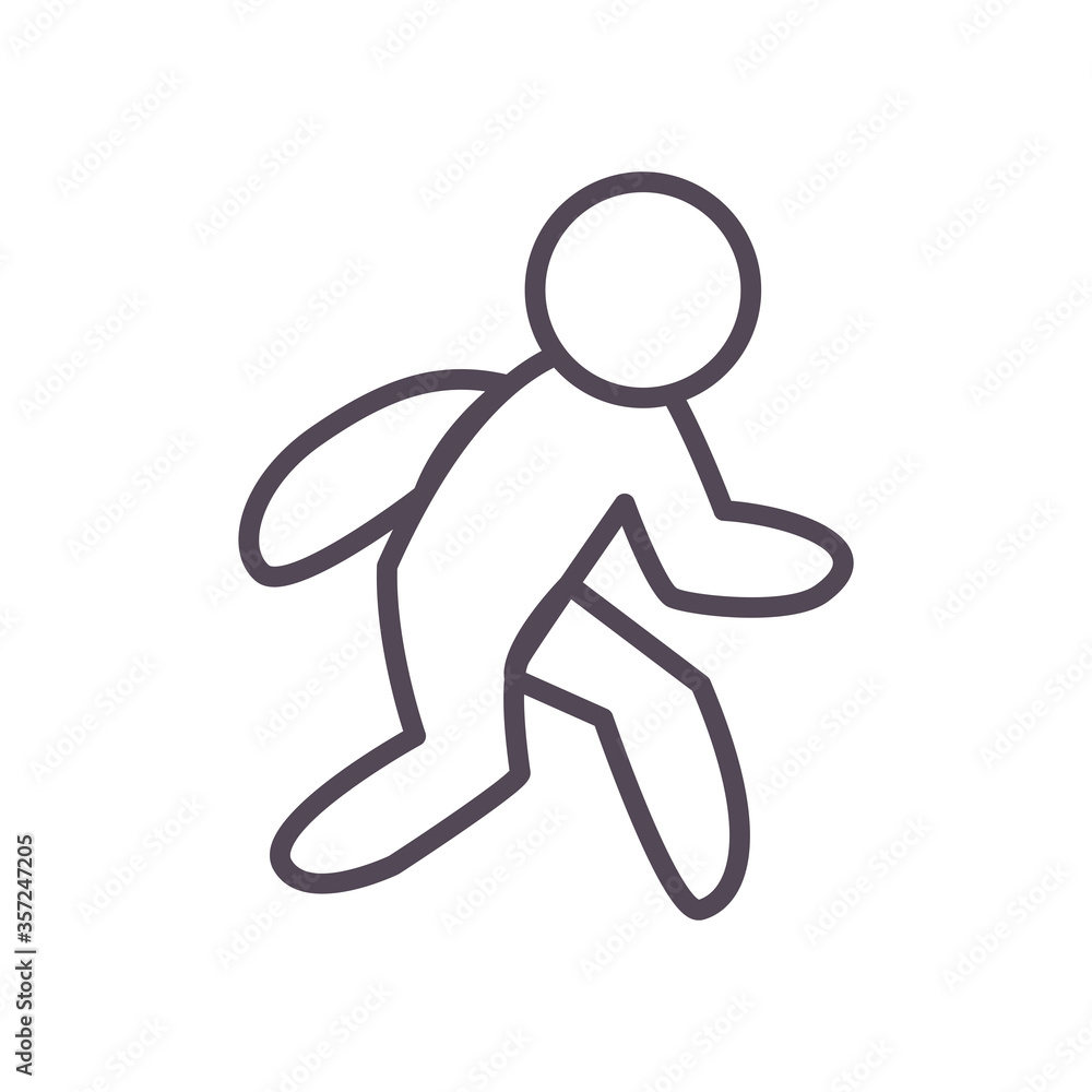 Poster man avatar running line style icon vector design