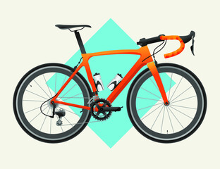 Fototapeta na wymiar Sport race bicycle for competition orange color
