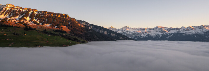 Swiss mountains with fog