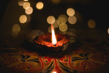 Decorated diya photo for indian festivals.