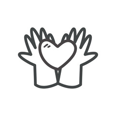 Fototapeta premium Hands with heart line style icon vector design