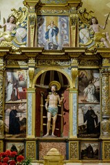 retablo de Sant Sebastia, Santa Maria de Andratx, fundada en 1248, Andratx, Mallorca, balearic islands, Spain