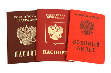 Naklejka premium Russian passports and Military ID