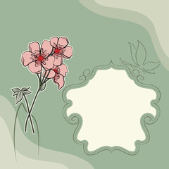 Abstract flowers and decorative framework. Retro style. Doodle banner.