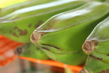Green raw bananas