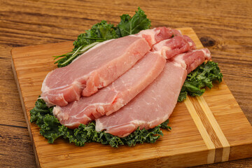 Raw pork steak for cooking