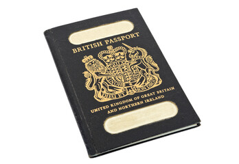 Old British Passport isolated on white background