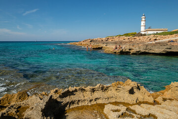 Fototapeta na wymiar Faro de Cabo de las Salinas, Santanyí Mallorca, balearic islands, Spain