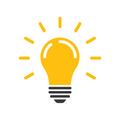 Light bulb icon. Electric lamp illustration, symbol of idea, innovation and solution.