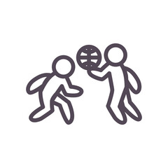 Players with ball of basketball line style icon vector design