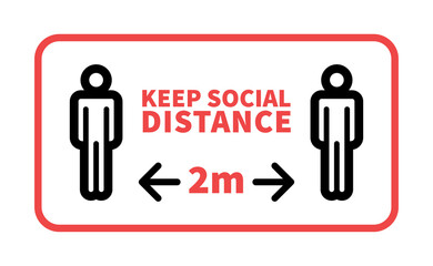 Social distancing safety measure sign. Keep your distance 2 meters away. Person standing vector icon.