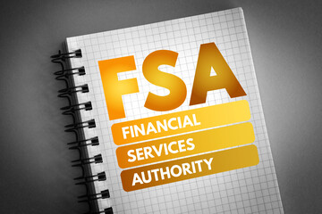 FSA - Financial Services Authority acronym, business concept background