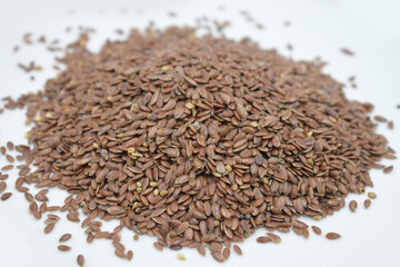 Linseeds. Flax seeds isolated on white background