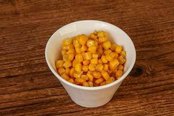 Sweet corn seeds in the bowl