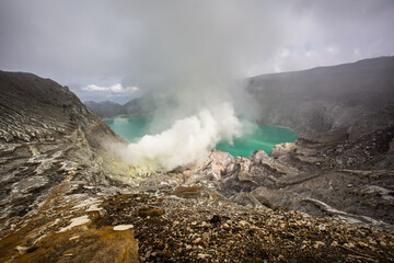 Inside Ijen volcano, Java, Indonesia