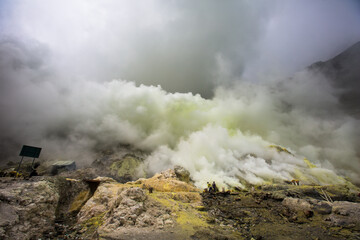 Fototapeta na wymiar Inside Ijen volcano, Java, Indonesia